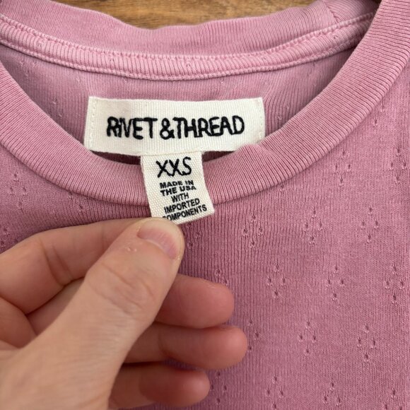 Madewell Rivet & Thread Pointelle Vintage Shrunken Tee in Pink - XXS - Picture 3 of 7